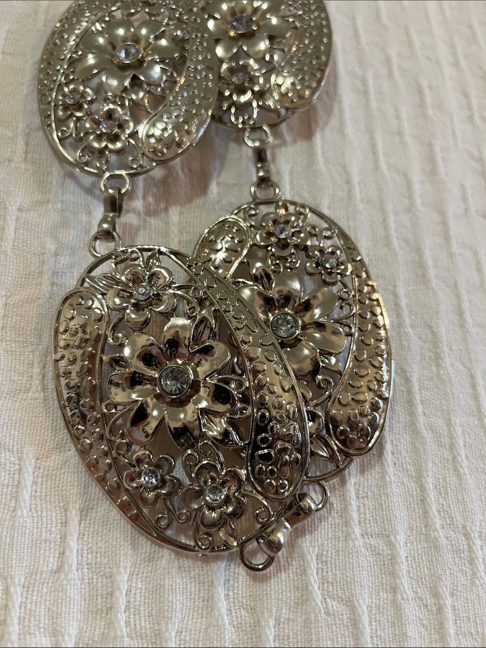 NWOT BLING BELT Women - 4 Flowers (Bling in ea) - Paisleys - Silver tone - Chain